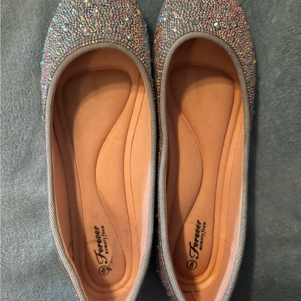 Forever Silver andBlue Sparkle Flats